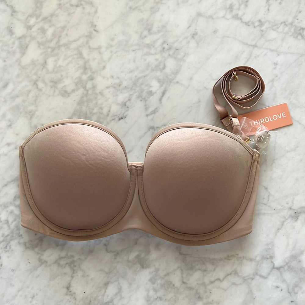 New 34D ThirdLove Bras Classic Strapless Bra Taupe